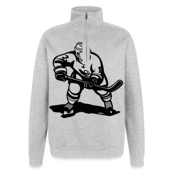 Eishockeyspieler Skizze - Quarter-Zip-Sweatshirt - Grau meliert - Vorne - AI Model Female 172 light (172cm) & AI Model Male 178 dark (178cm)