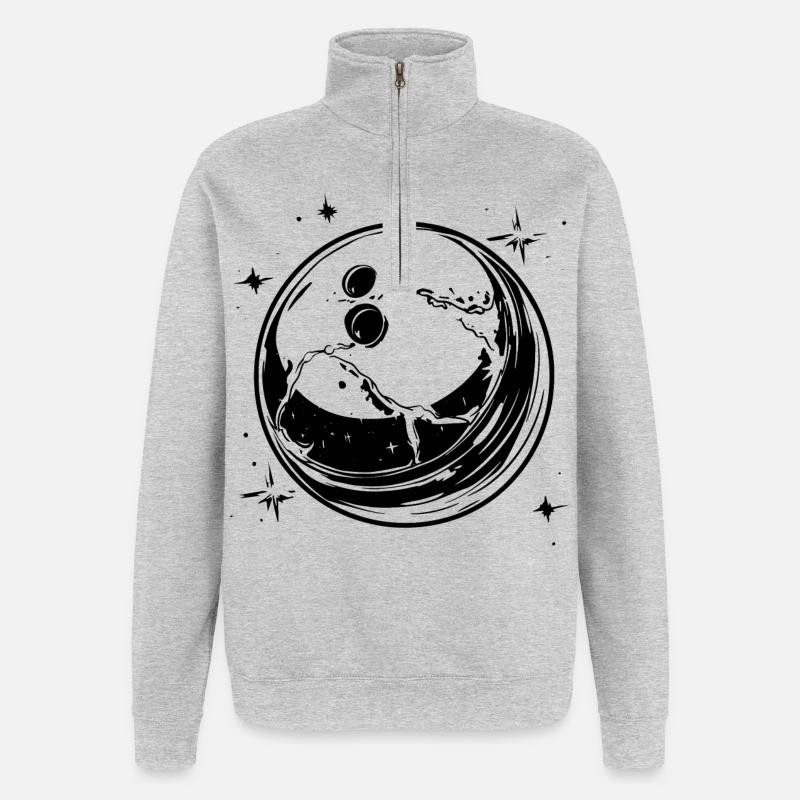 Look de dessin animé de bowling - Sweat à zip 1/4 - gris chiné