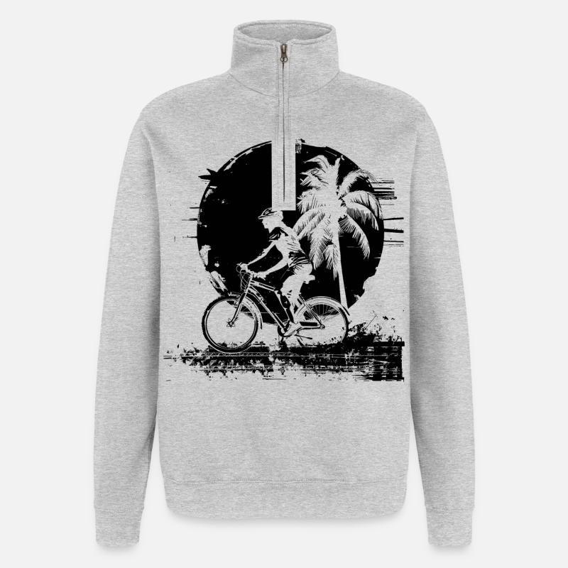 Radfahrerin Mädchen - Quarter-Zip-Sweatshirt - Grau meliert