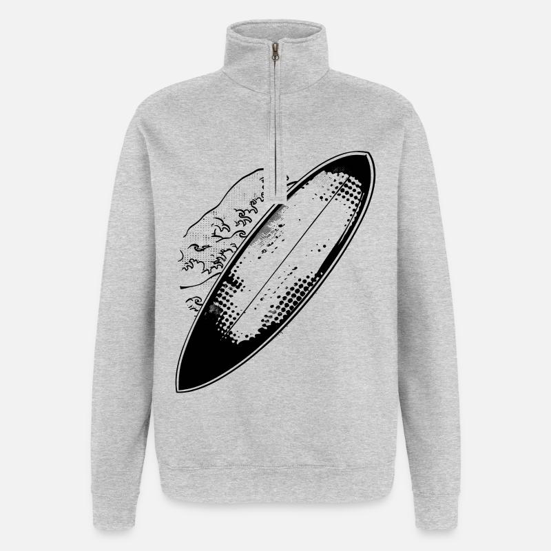 Planche de surf - Sweat à zip 1/4 - gris chiné
