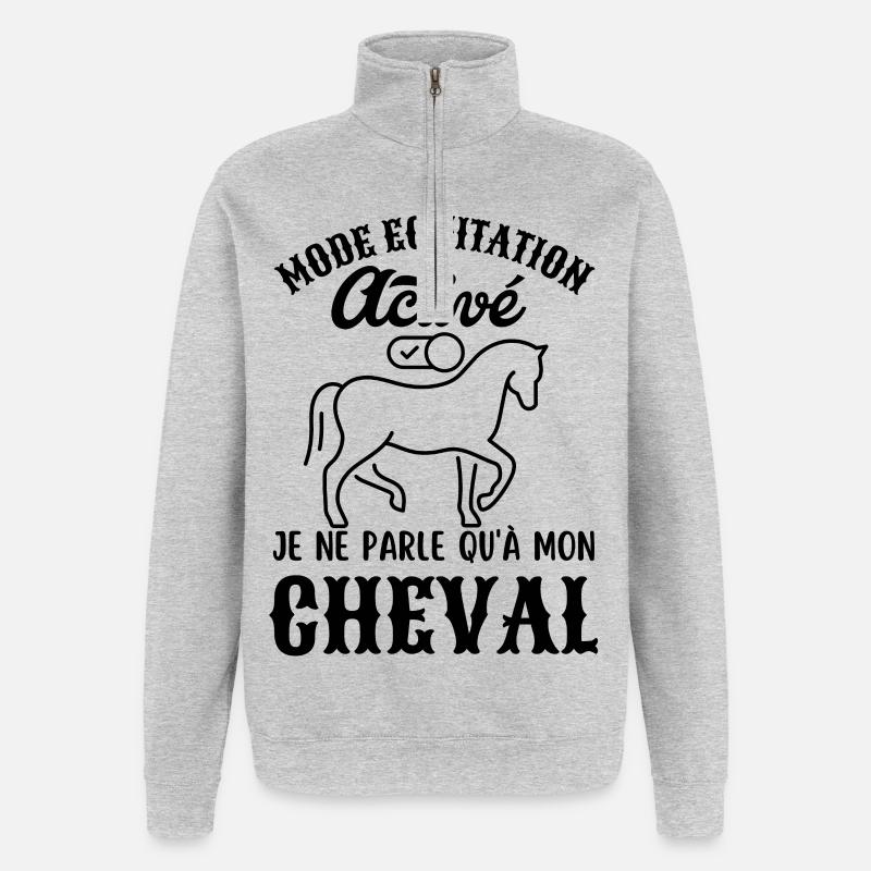 Mode équitation activé - Sweat à zip 1/4 - gris chiné