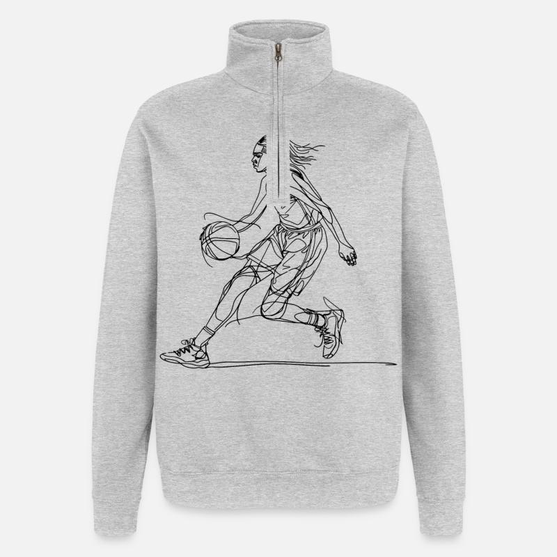 Basketteur - Sweat à zip 1/4 - gris chiné