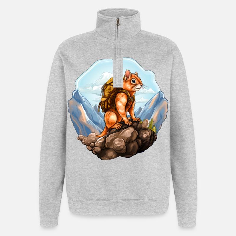 Écureuil alpiniste / Écureuil de randonnée - Sweat à zip 1/4 - gris chiné
