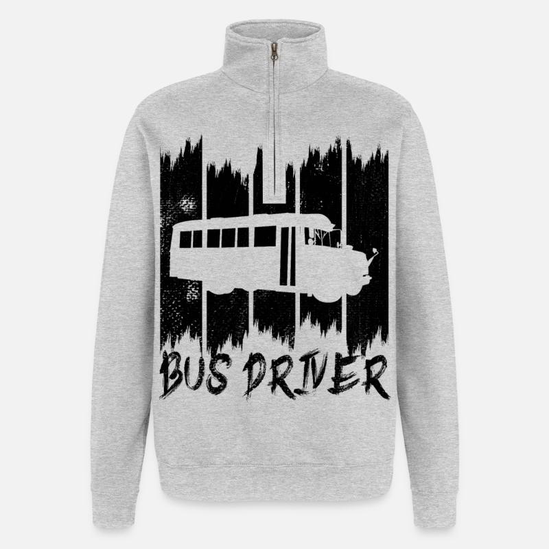Chauffeur de bus - Sweat à zip 1/4 - gris chiné