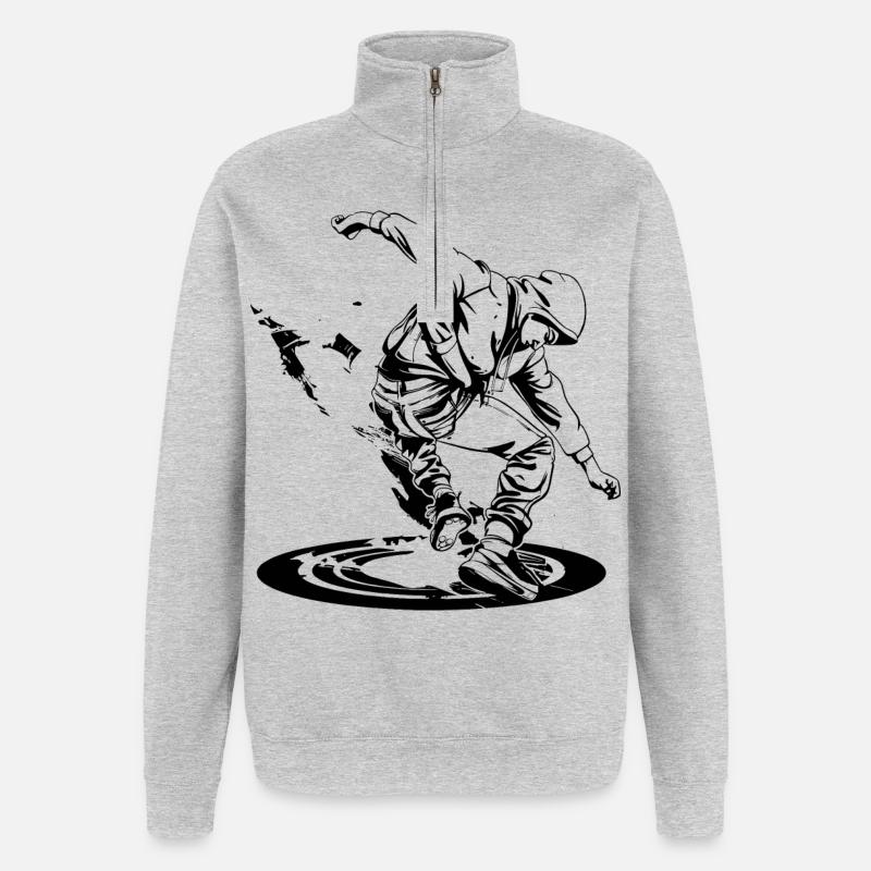 Breakdancer Zeichnung - Quarter-Zip-Sweatshirt - Grau meliert