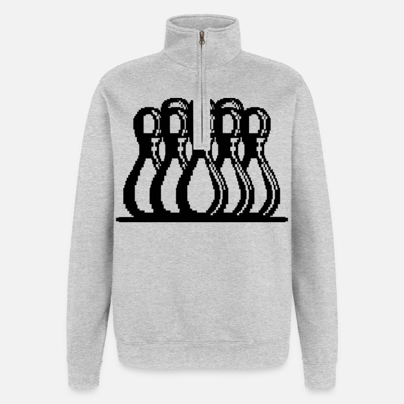 Bowling Pixel Kunst - Quarter-Zip-Sweatshirt - Grau meliert