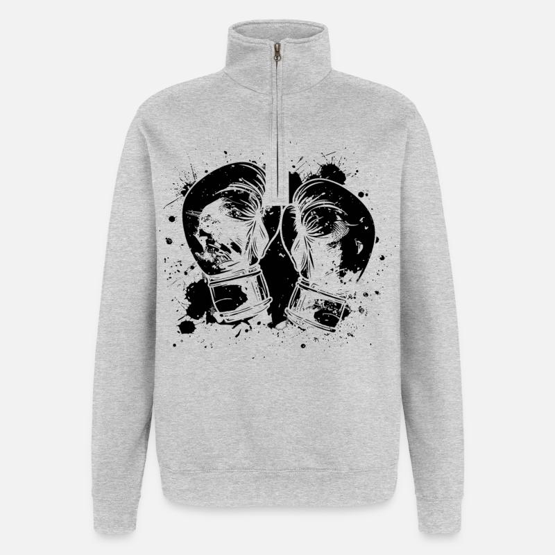 Boxe - Sweat à zip 1/4 - gris chiné