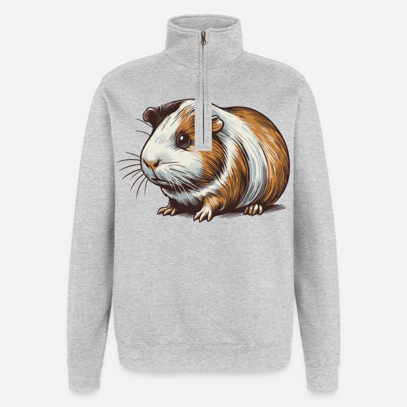 Cobaye - Sweat à zip 1/4 - gris chiné