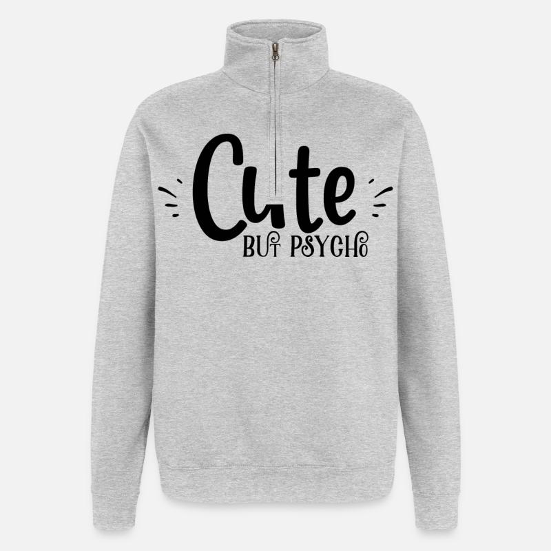 mignon mais psyché - Sweat à zip 1/4 - gris chiné