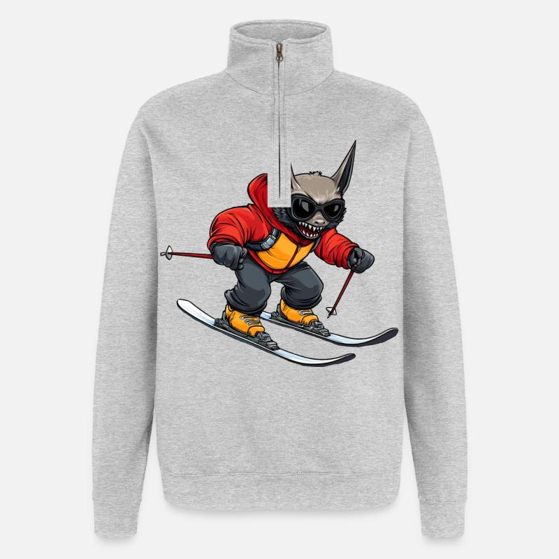 Fledermaus Skifahrer - Quarter-Zip-Sweatshirt - Grau meliert