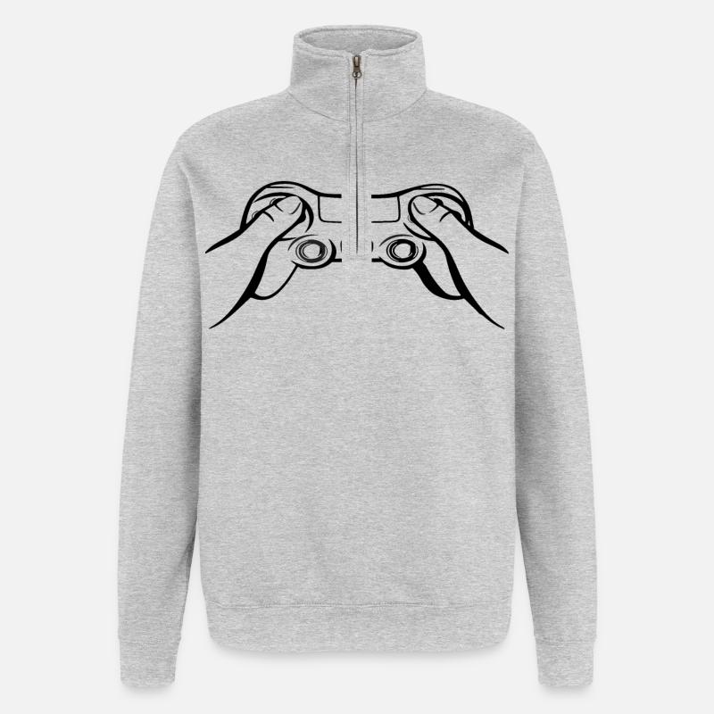 Gamecontroller schwarz - Quarter-Zip-Sweatshirt - Grau meliert