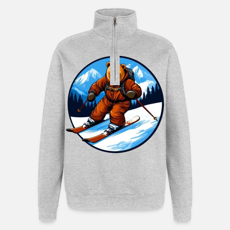 Ski Bären - Quarter-Zip-Sweatshirt - Grau meliert
