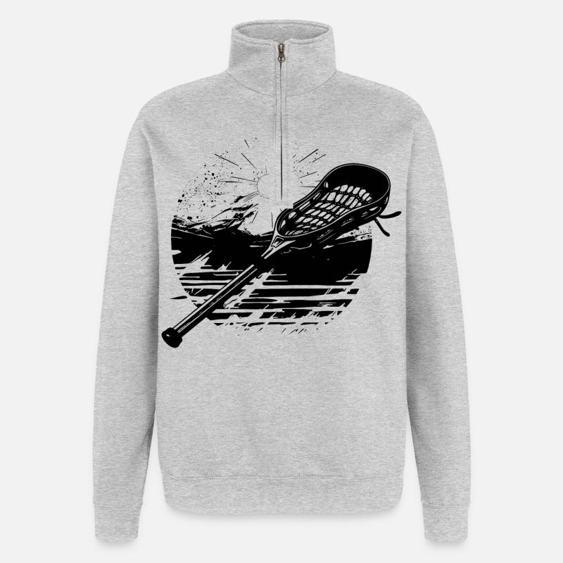 Lacrosseschläger - Quarter-Zip-Sweatshirt - Grau meliert