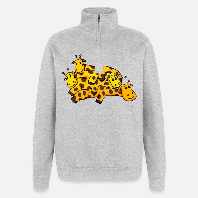 Giraffe Giraffes - Quarter-Zip Sweatshirt - heather grey