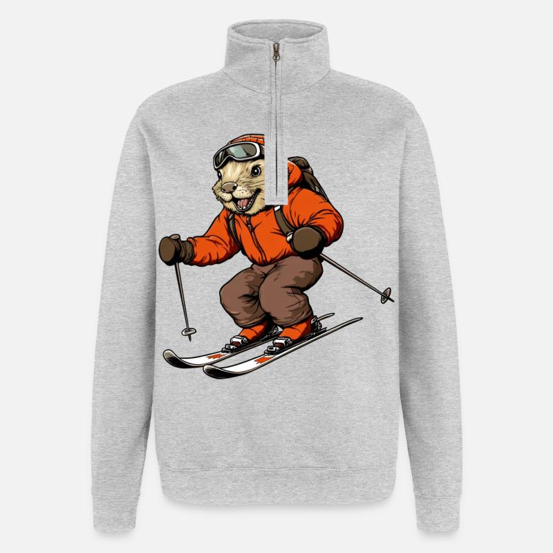 Ski Biber - Quarter-Zip-Sweatshirt - Grau meliert