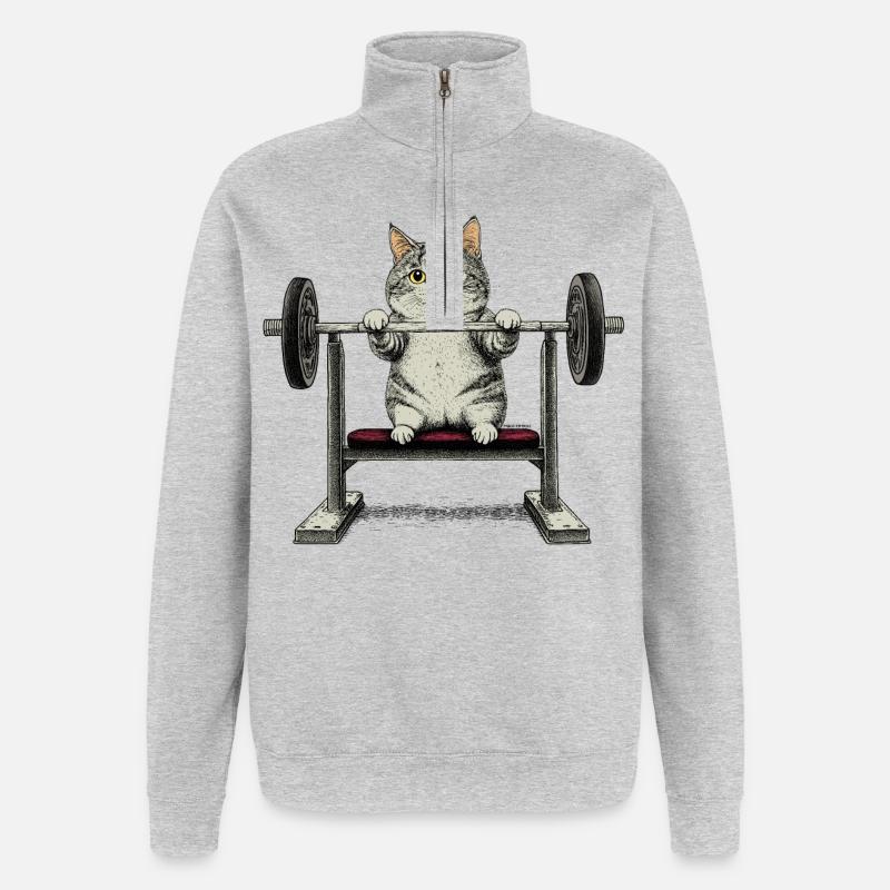 Ajustement Cat - Sweat à zip 1/4 - gris chiné