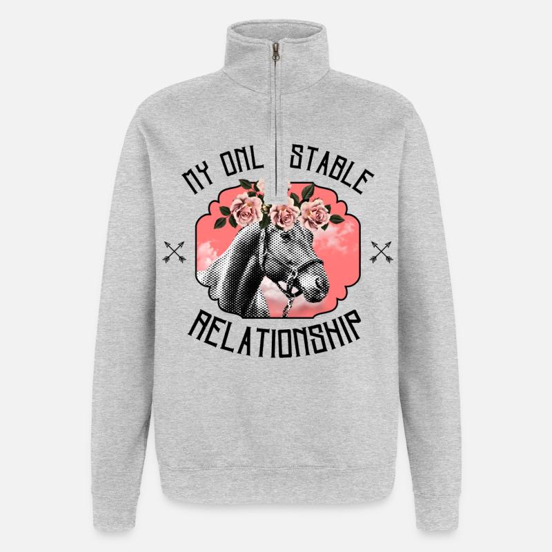 My Only Stable Relationship – Ästhetisches Pferd - Quarter-Zip-Sweatshirt - Grau meliert