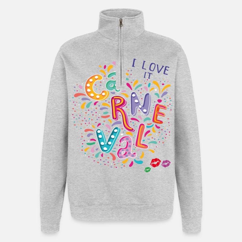 Carnaval, Confettis de carnaval - Sweat à zip 1/4 - gris chiné