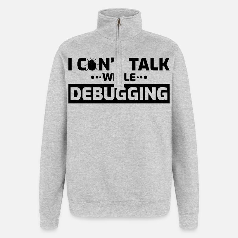 I can't speak while debugging - Quarter-Zip Sweatshirt - heather grey