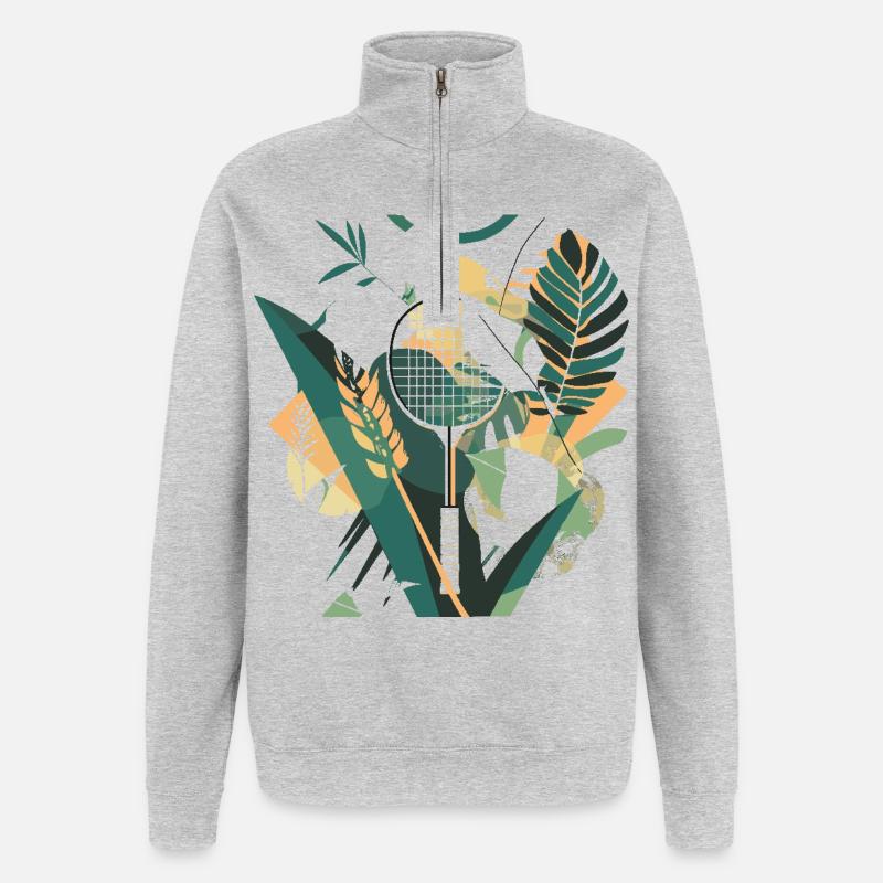 Badmintonschläger Kunstwerk - Quarter-Zip-Sweatshirt - Grau meliert