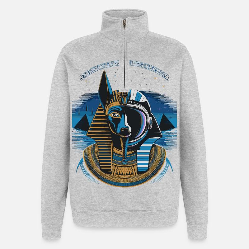 Conception hybride Anubis céleste - Sweat à zip 1/4 - gris chiné