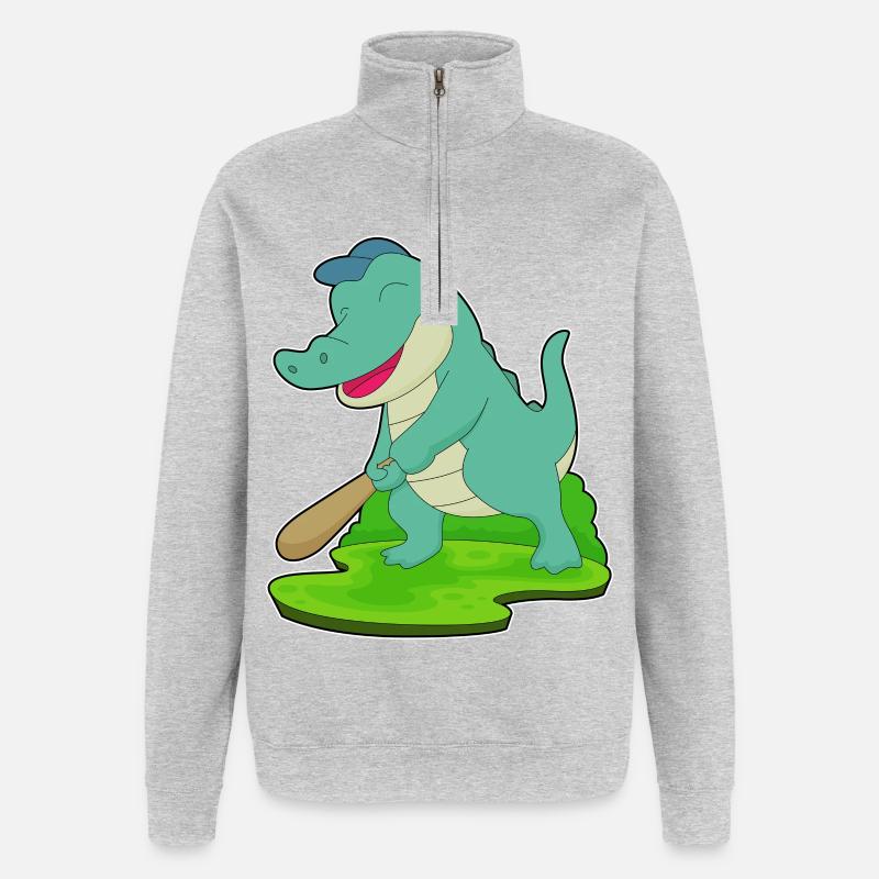 Bâton de baseball Crocodile - Sweat à zip 1/4 - gris chiné