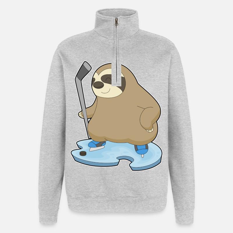 Faultier Eishockey Eishockeyschläger - Quarter-Zip-Sweatshirt - Grau meliert