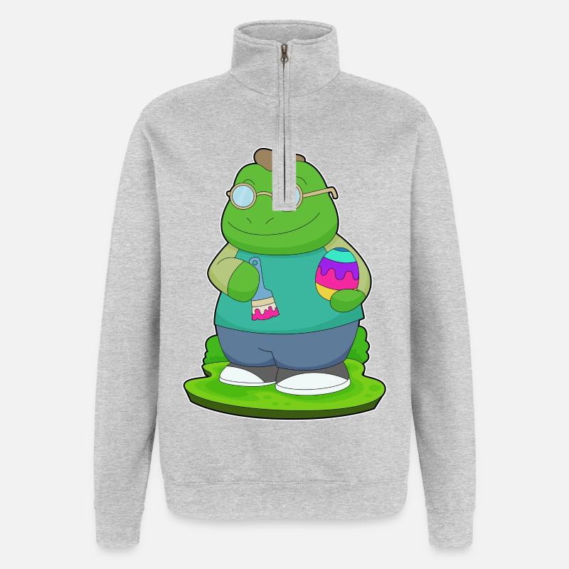 Grenouille Peintre de Pâques - Sweat à zip 1/4 - gris chiné