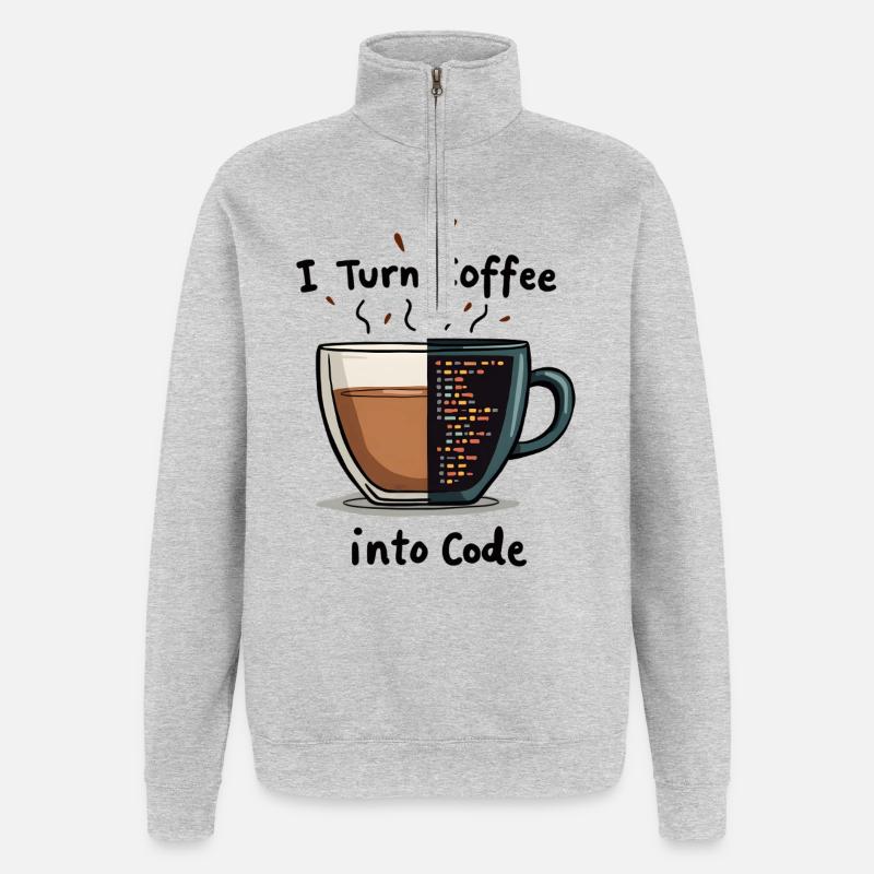 Du café au code - Sweat à zip 1/4 - gris chiné