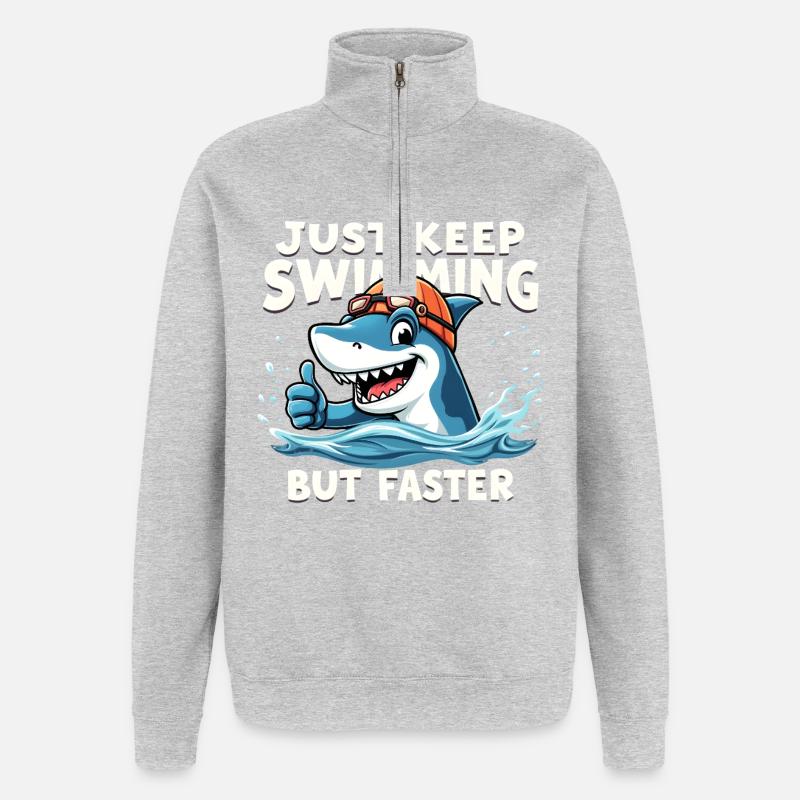 Continuez à nager, mais plus vite - Sweat à zip 1/4 - gris chiné