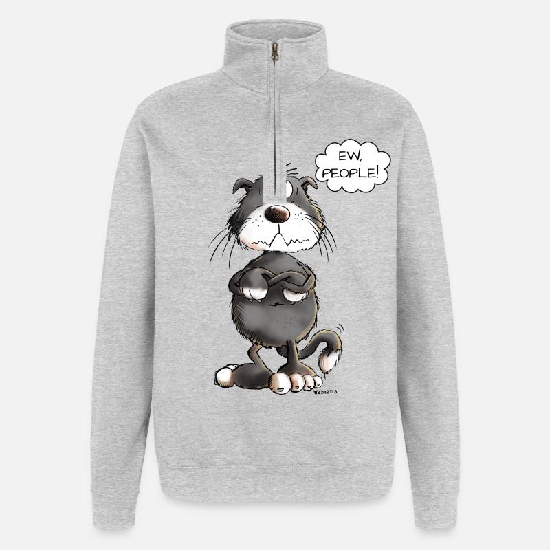 ew gens chat disant chats - Sweat à zip 1/4 - gris chiné