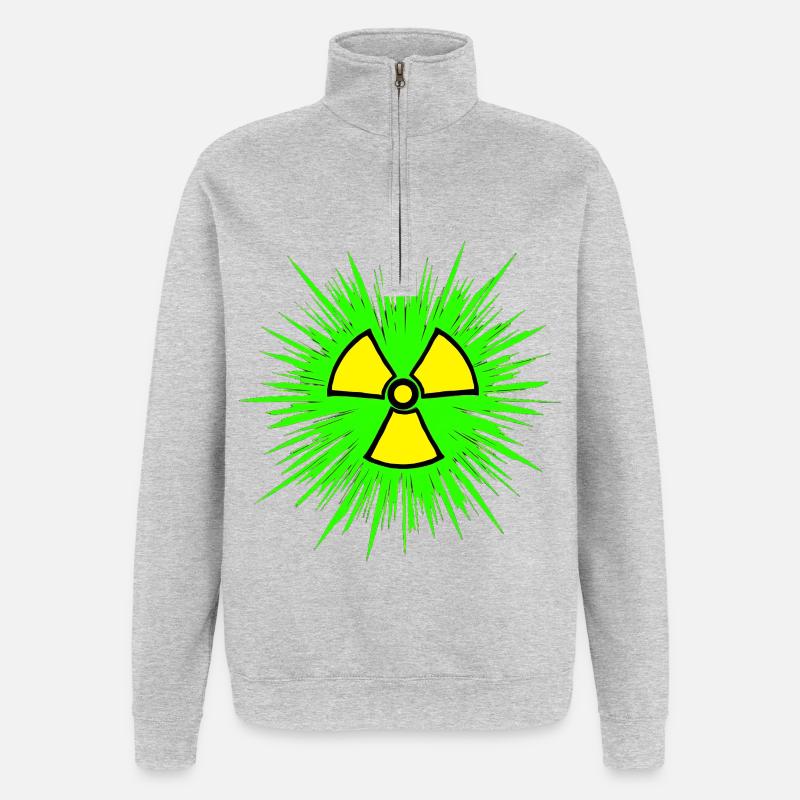 Nuklear Radioaktiv Chemie Atomkraft Nuklearzeichen - Quarter-Zip-Sweatshirt - Grau meliert