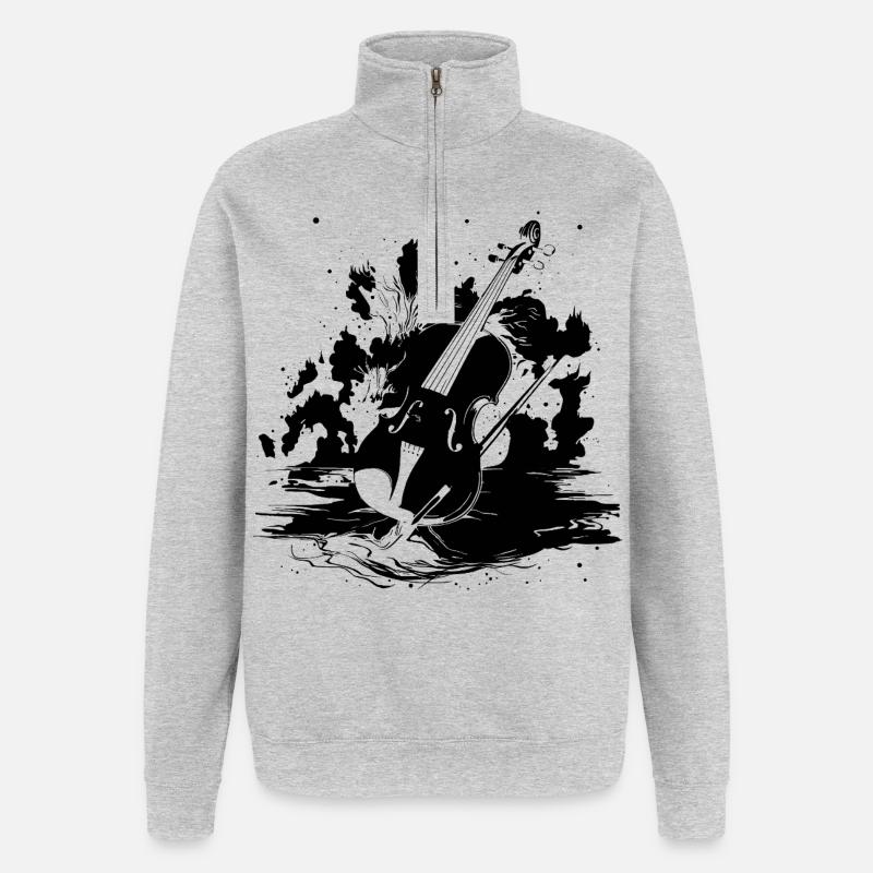 Violon - Sweat à zip 1/4 - gris chiné