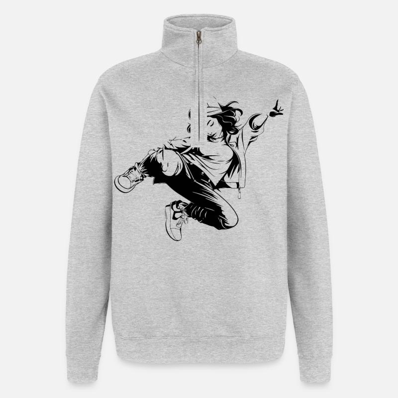 Breakdancer - Sweat à zip 1/4 - gris chiné