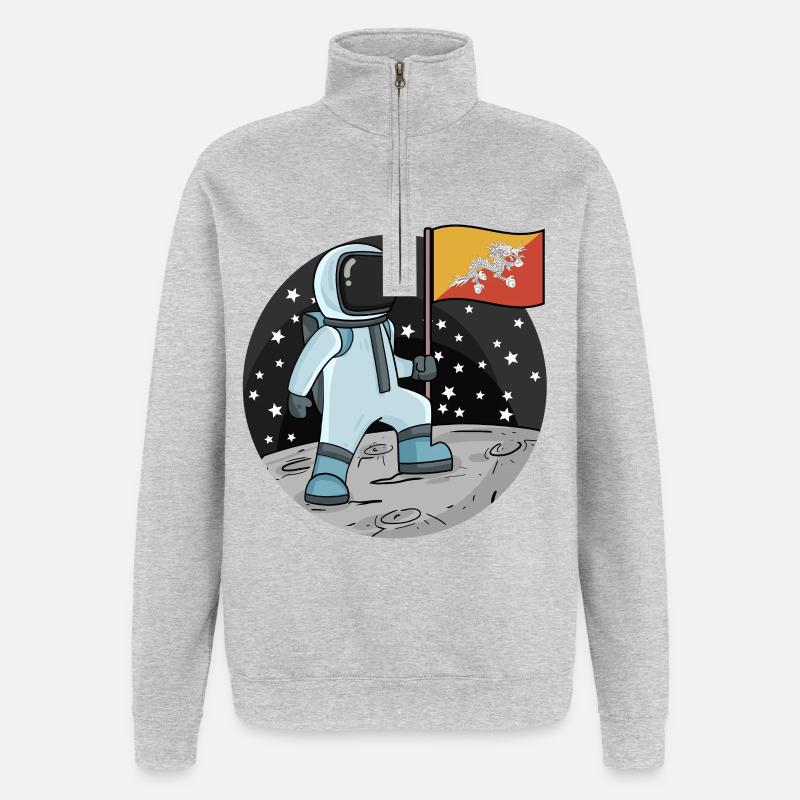 Drapeau des astronautes du Bhoutan - Sweat à zip 1/4 - gris chiné