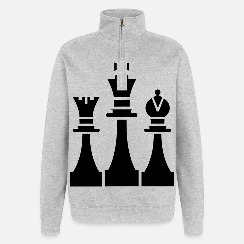 Graphiques de pièces d’échecs - Sweat à zip 1/4 - gris chiné