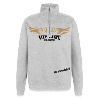 Jugendweihe Gästebuch - Jugendweihe 2026 - Quarter-Zip-Sweatshirt - Grau meliert - Vorne - AI Model Female 172 light (172cm) & AI Model Male 178 dark (178cm)