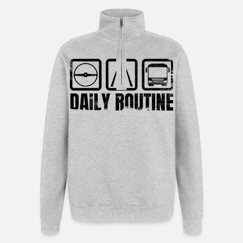 Busfahrer Routine - Quarter-Zip-Sweatshirt - Grau meliert