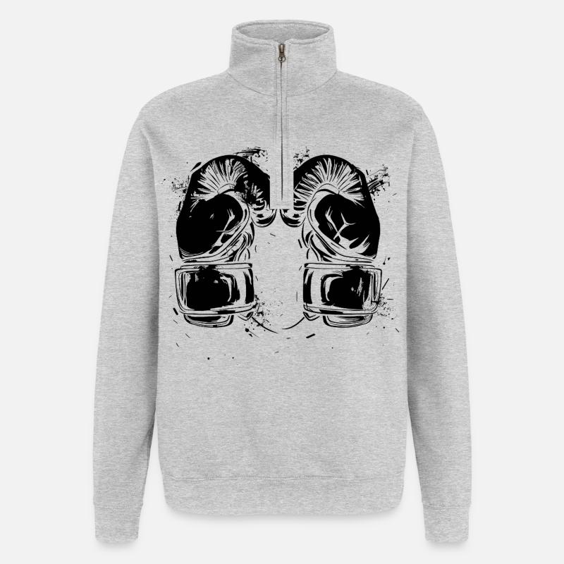 Kickboxhandschuhe - Quarter-Zip-Sweatshirt - Grau meliert