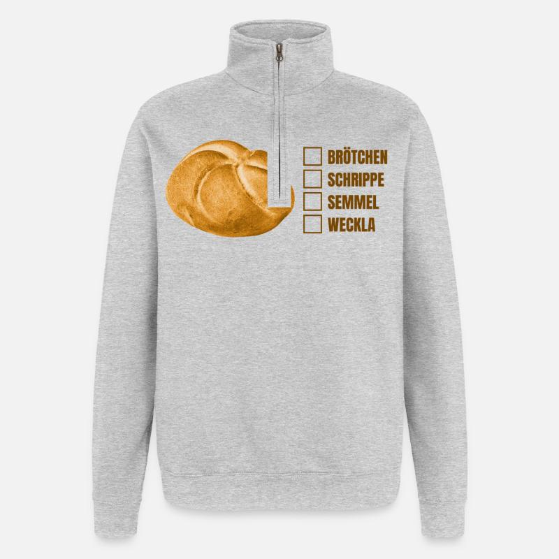 Brötchen oder Semmel? – Lustiges Dialekt-Design - Quarter-Zip-Sweatshirt - Grau meliert