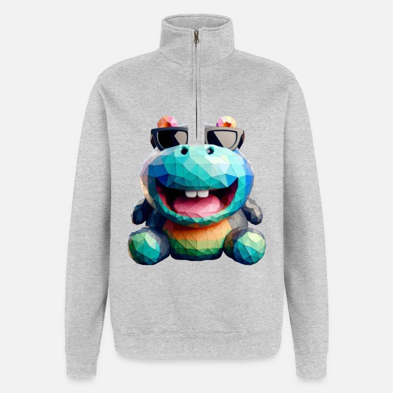 hippo fun - Sweat à zip 1/4 - gris chiné