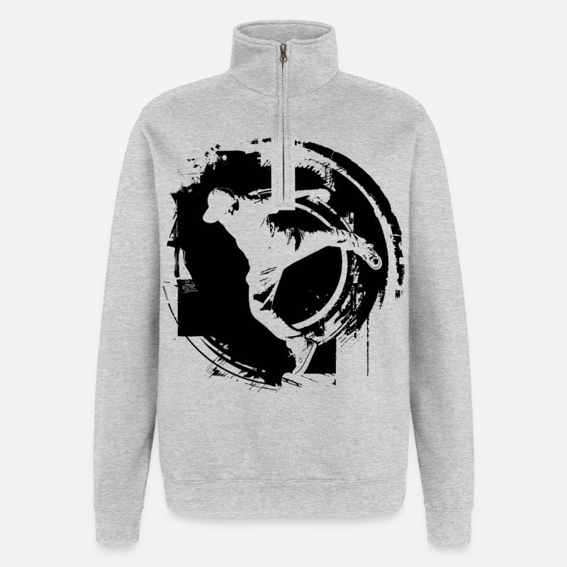 Breakdance - Sweat à zip 1/4 - gris chiné