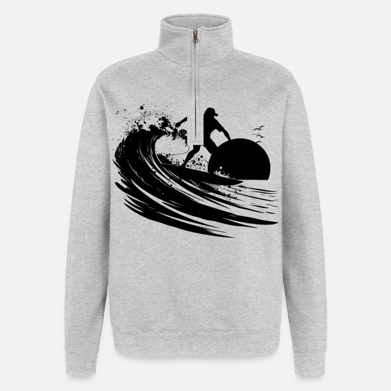 Surfer - Quarter-Zip-Sweatshirt - Grau meliert