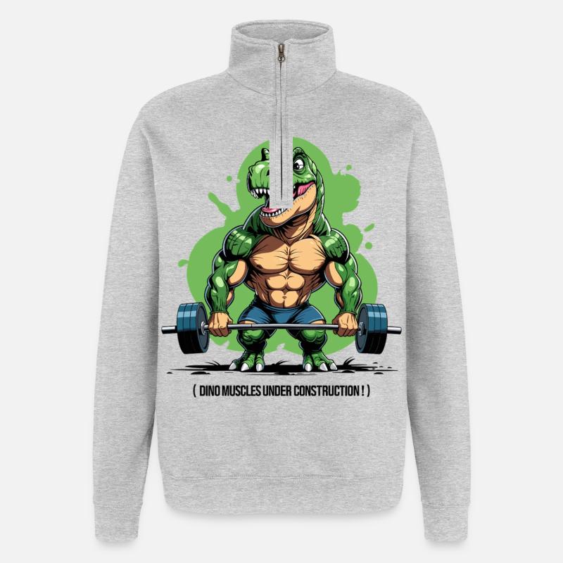 Dino muscles in development - Quarter-Zip Sweatshirt - heather grey