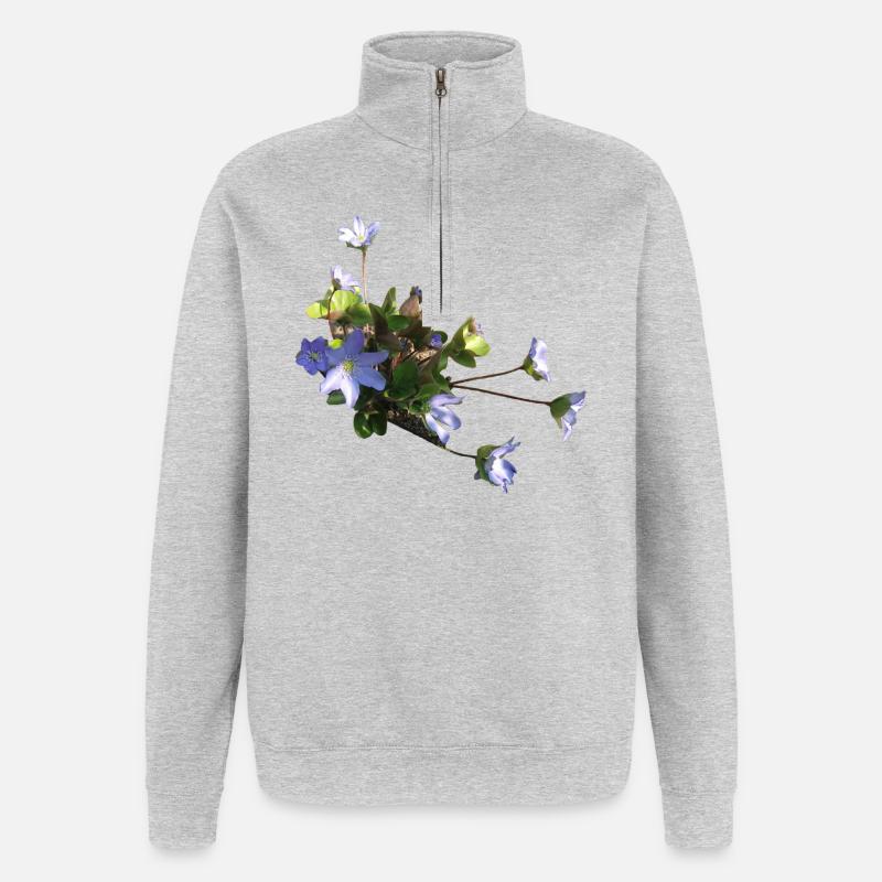 Leberblümchen - Quarter-Zip-Sweatshirt - Grau meliert