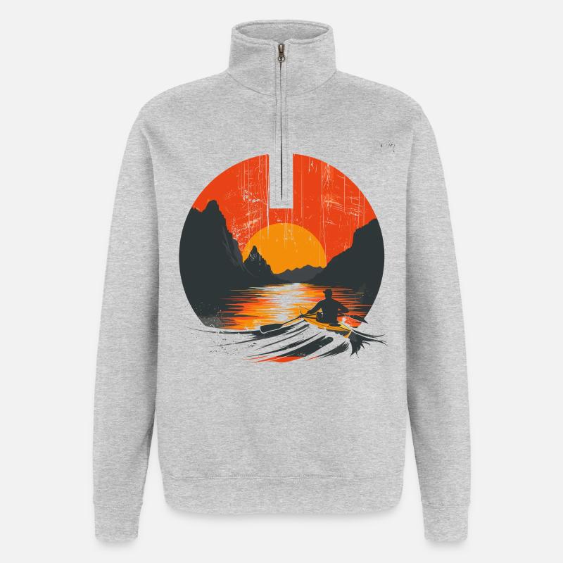 Graphismes d’aviron - Sweat à zip 1/4 - gris chiné