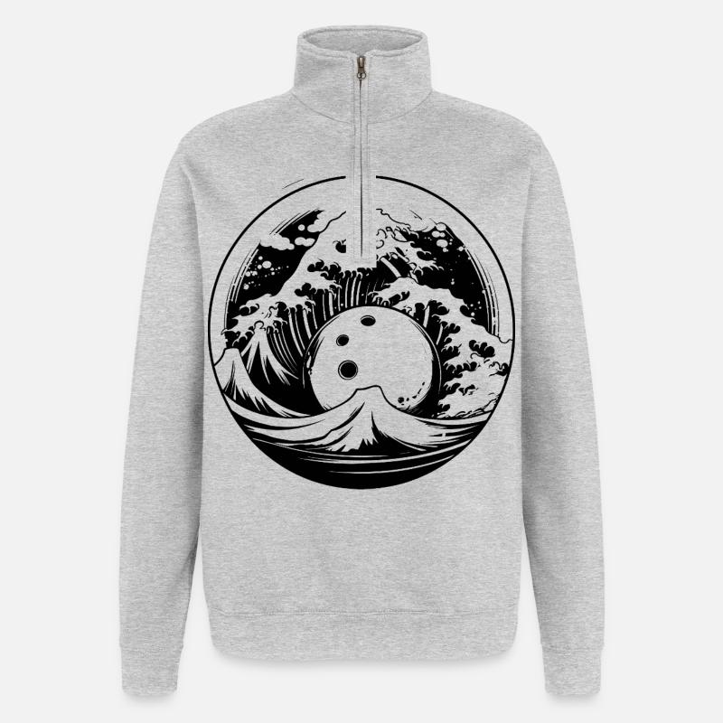 Bowling - Sweat à zip 1/4 - gris chiné