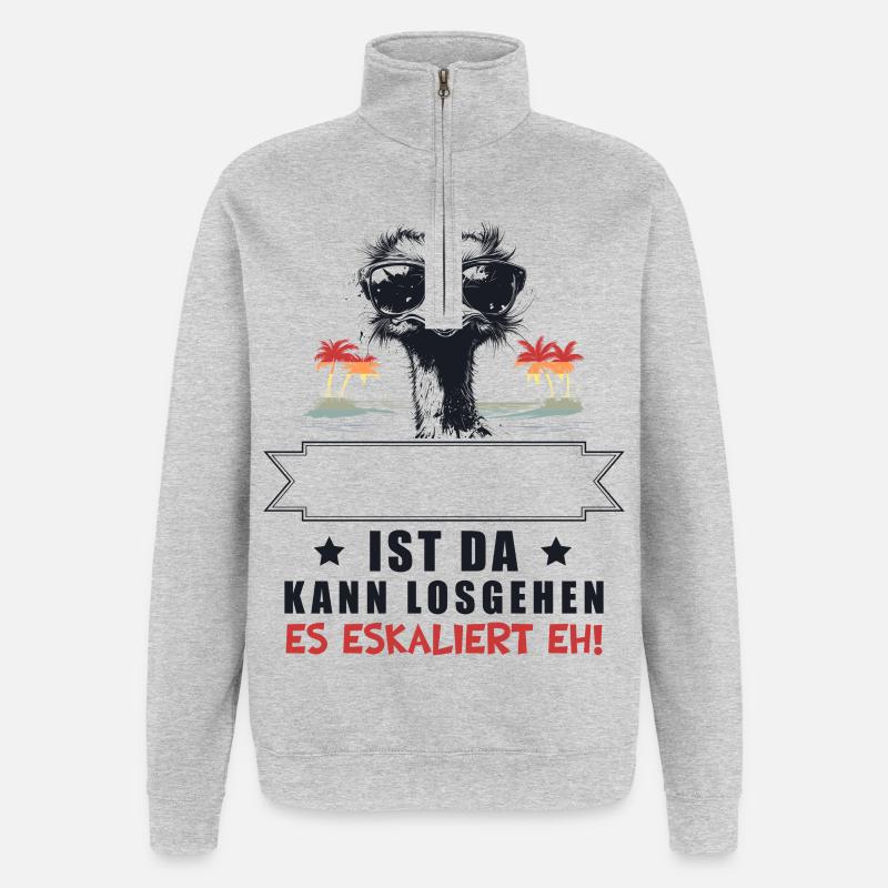 Es Eskaliert Eh! Strauß Name Personalisierbar - Quarter-Zip-Sweatshirt - Grau meliert