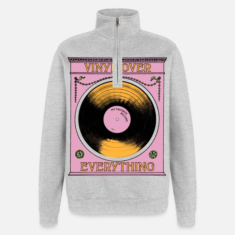 Vinyl Before Everything - Quarter-Zip Sweatshirt - heather grey