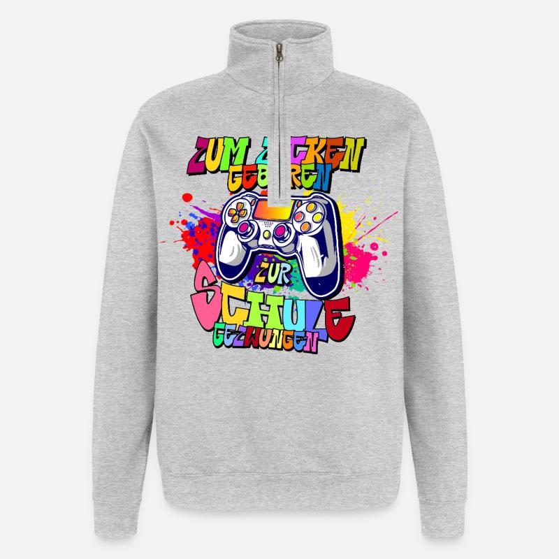 Graffiti Controller Neonfarben progamer - Quarter-Zip-Sweatshirt - Grau meliert